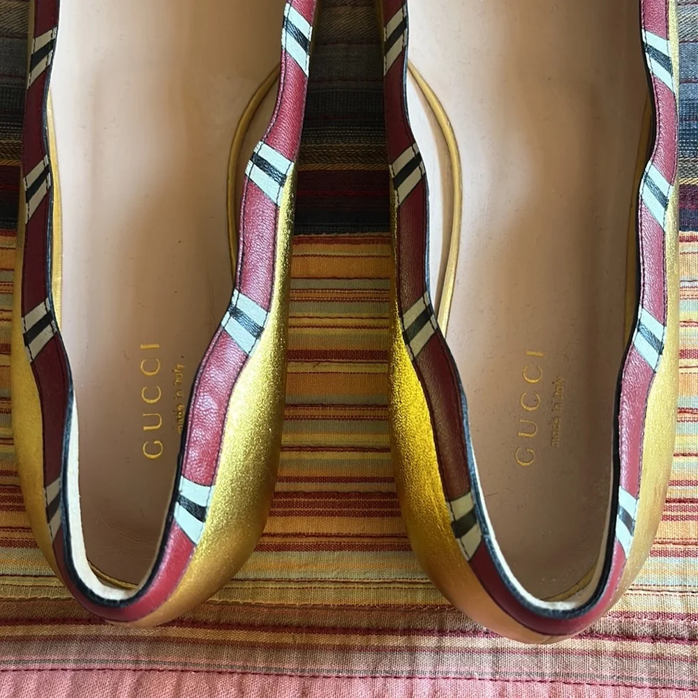 Gucci King Snake Ballet Flats, metallic gold, size 39EUC/9US - Picture 5 of 8